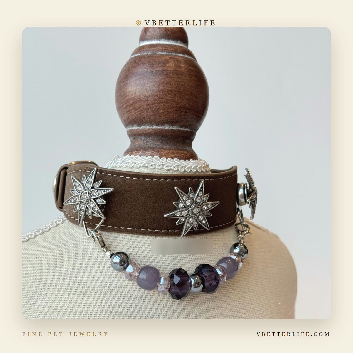 Stella Polaris Starburst Crystal Dog Collar - Amethyst Mix