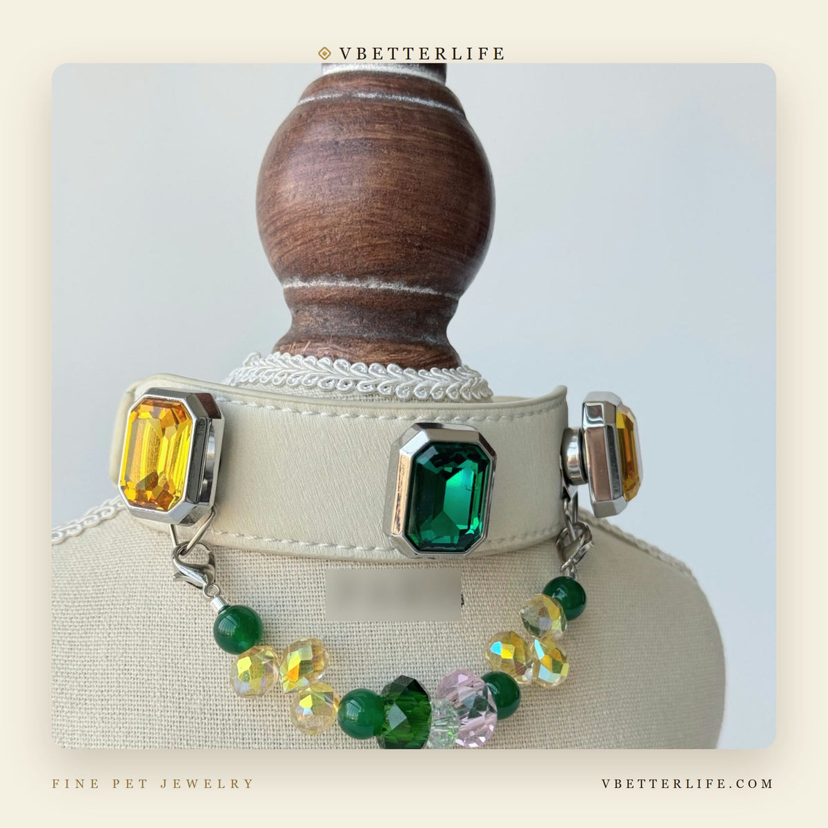 Grand Duchess Emerald-Cut Crystal Dog Collar - Emerald & Citrine