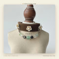 Jade Camellia Fluorite & Obsidian Flower Dog Collar