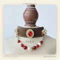 Royal Ruby Pearl Halo Crystal Dog Collar