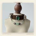 Emerald Onyx Fluorite & Black Obsidian Crystal Dog Collar