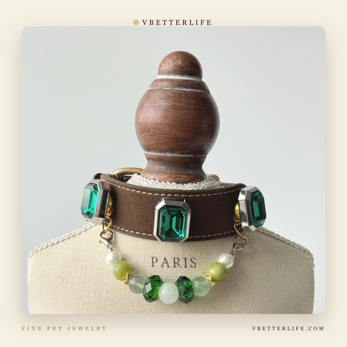 Emerald Garden Green Aventurine Crystal Dog Collar