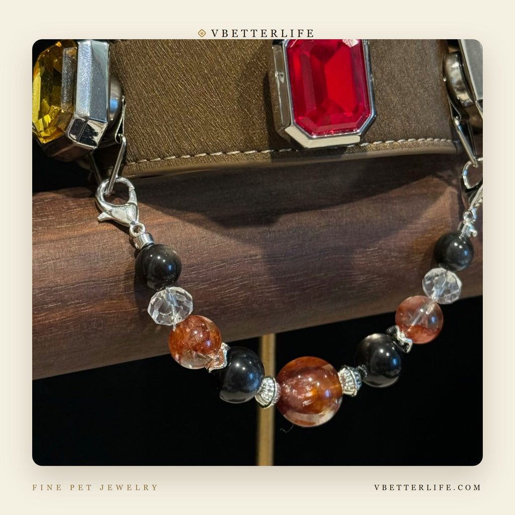 Grand Duchess Emerald-Cut Crystal Dog Collar - Ruby Citrine Onyx