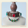 Grand Duchess Emerald-Cut Crystal Dog Collar - Ruby & Emerald