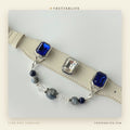 Grand Duchess Emerald-Cut Crystal Dog Collar - Sapphire & Crystal