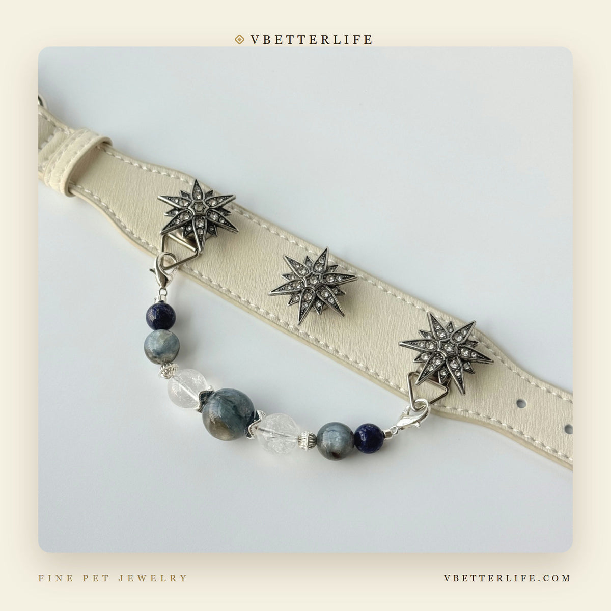 Stella Polaris Starburst Crystal Dog Collar - Sapphire Night Mix