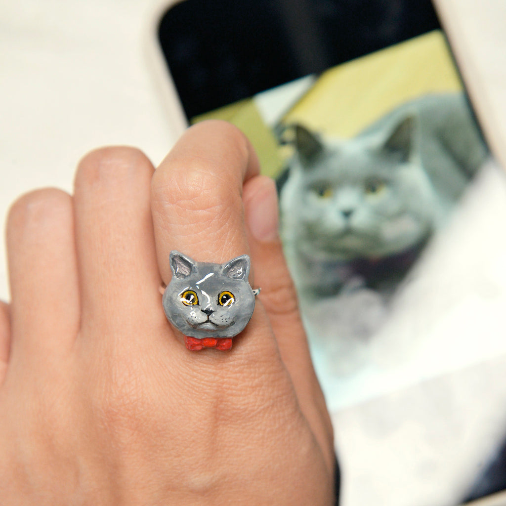 Custom Pet Portrait Ring | Personalized Hand-Painted Dog & Cat Ring | Unique Jewelry Gift for Pet Lovers | Memorial Keepsake Accessory