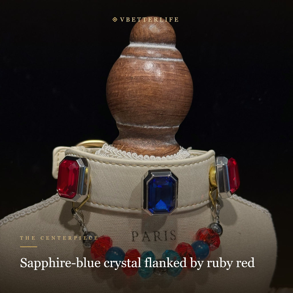 Ruby Sky Red & Blue Crystal Dog Collar