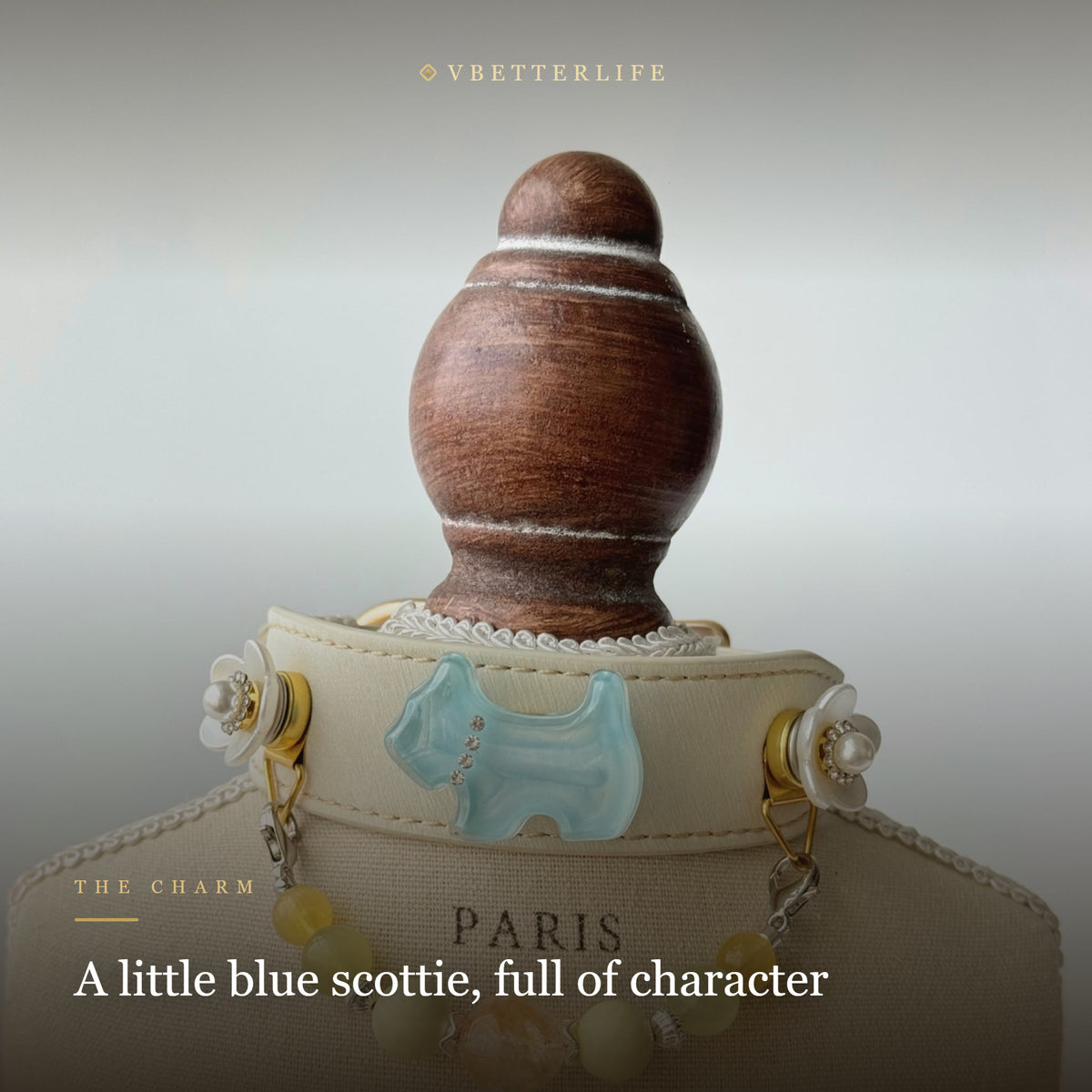 Little Scottie Blue Gemstone Charm Dog Collar