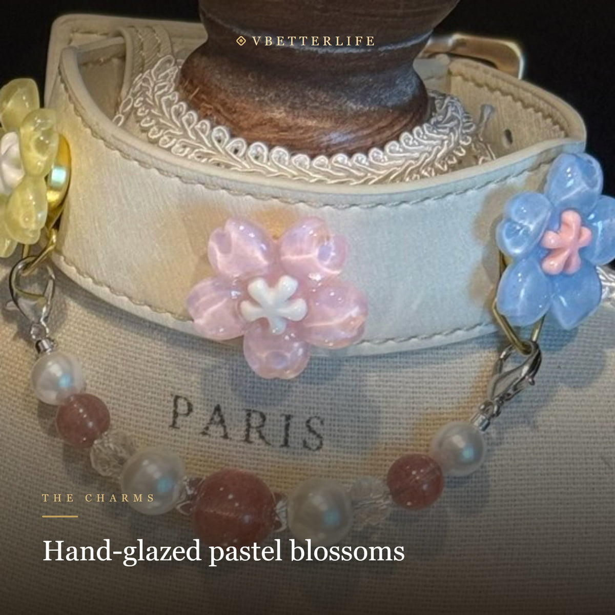 Blossom Pearl Pastel Crystal Dog Collar