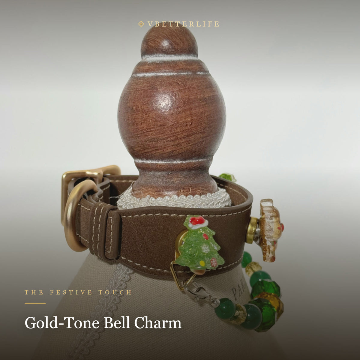 Red Velvet Christmas Dog Collar and Leash Set for Small Dogs, Gold Bell Charm, Holiday Gift