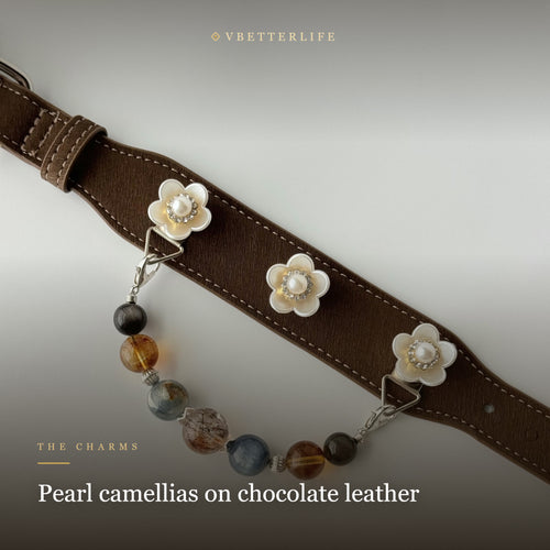 Camellia Pearl Flower Gemstone Dog Collar - Earth Agate