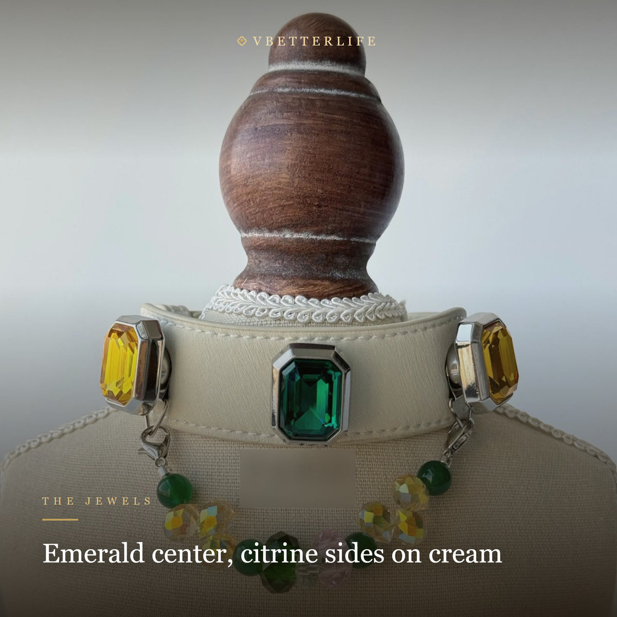 Grand Duchess Emerald-Cut Crystal Dog Collar - Emerald & Citrine