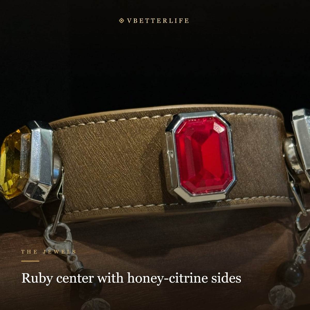 Grand Duchess Emerald-Cut Crystal Dog Collar - Ruby Citrine Onyx