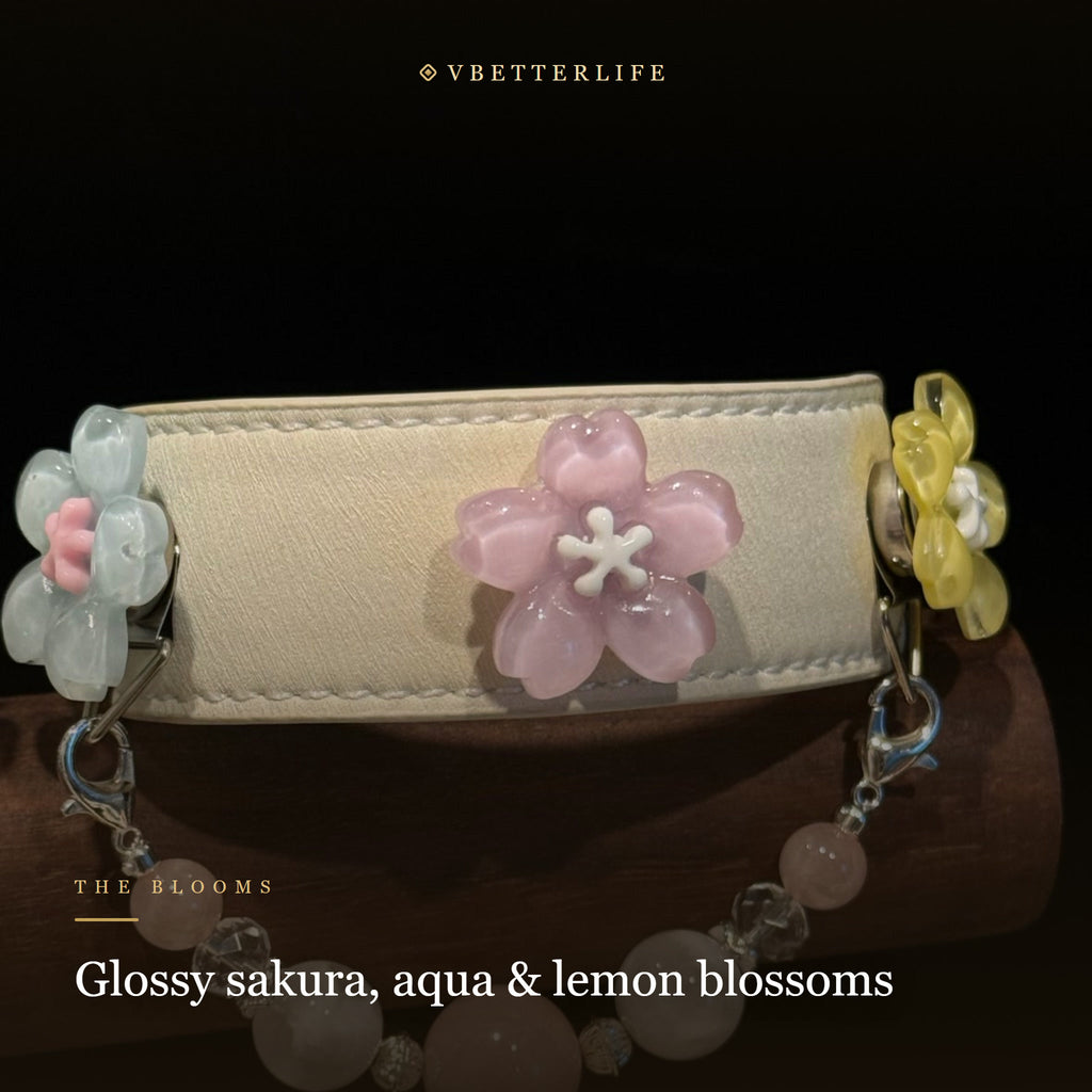 Pastel Bloom Rose Quartz Flower Dog Collar