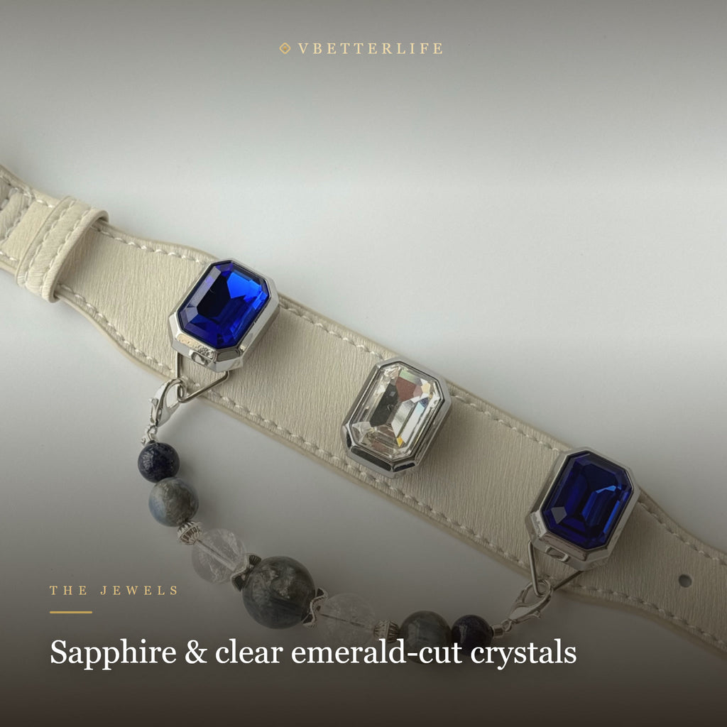 Grand Duchess Emerald-Cut Crystal Dog Collar - Sapphire & Crystal