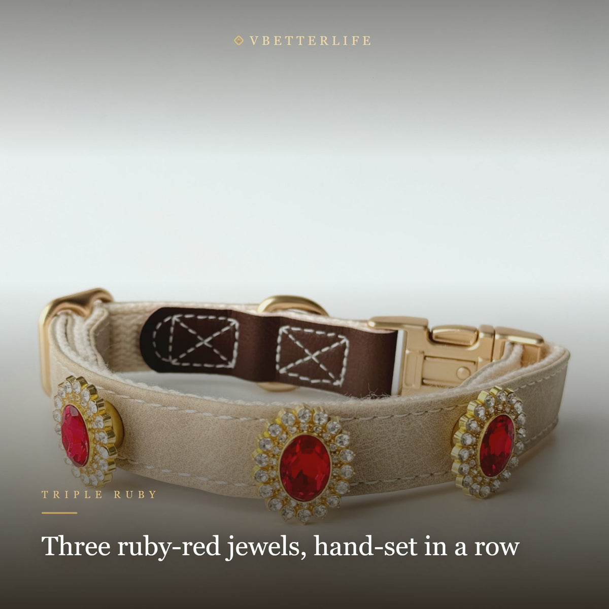 Velvet Royale Ruby Gold Quick-Release Dog Collar