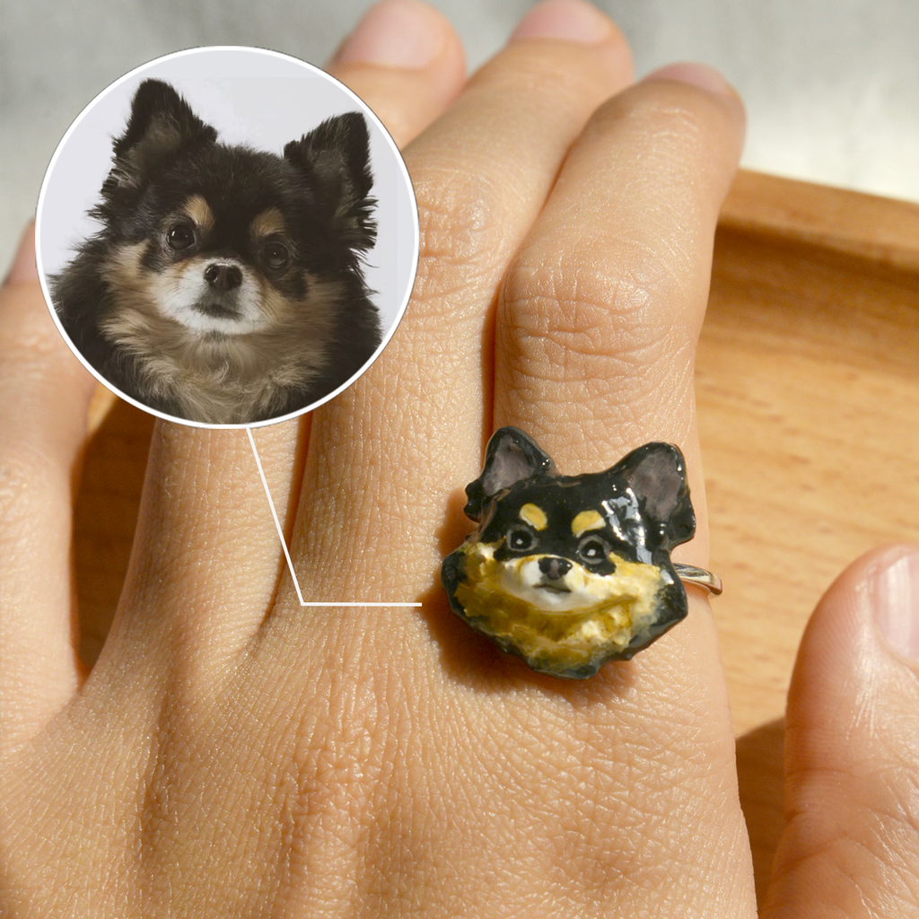 Custom Pet Portrait Ring | Personalized Hand-Painted Dog & Cat Ring | Unique Jewelry Gift for Pet Lovers | Memorial Keepsake Accessory