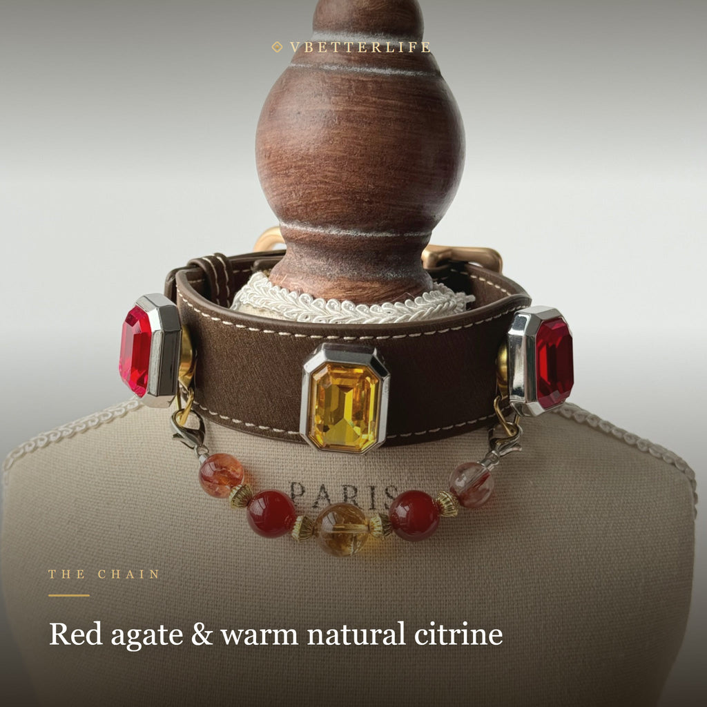 Imperial Citrine Emerald-Cut Crystal Dog Collar