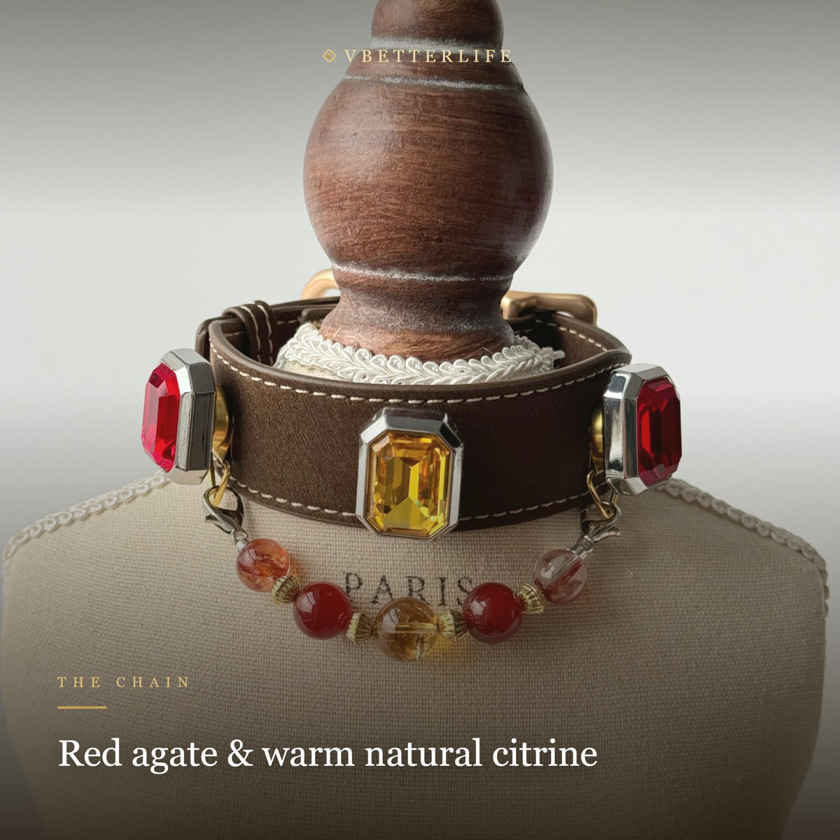 Imperial Citrine Emerald-Cut Crystal Dog Collar