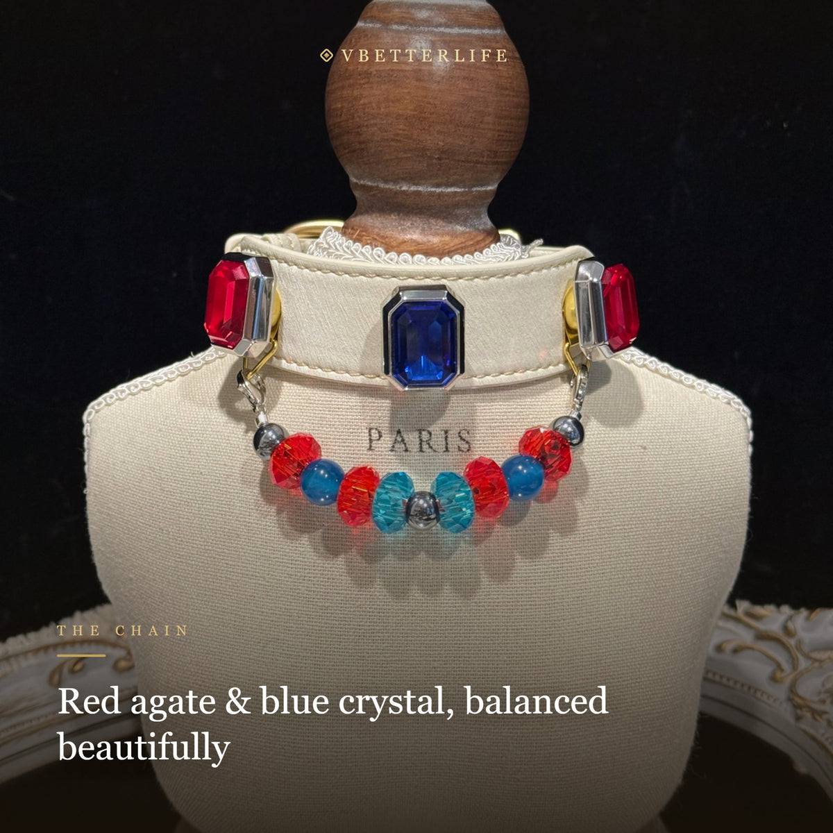 Ruby Sky Red & Blue Crystal Dog Collar