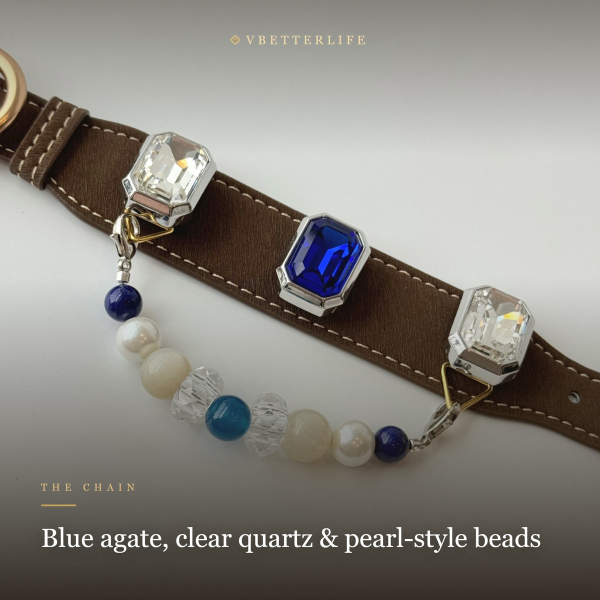 Sapphire Royale Emerald-Cut Crystal Dog Collar