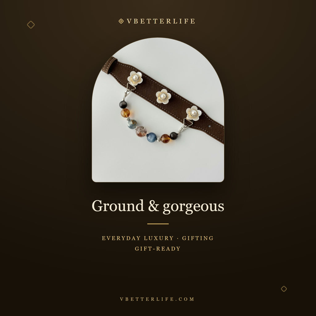 Camellia Pearl Flower Gemstone Dog Collar - Earth Agate