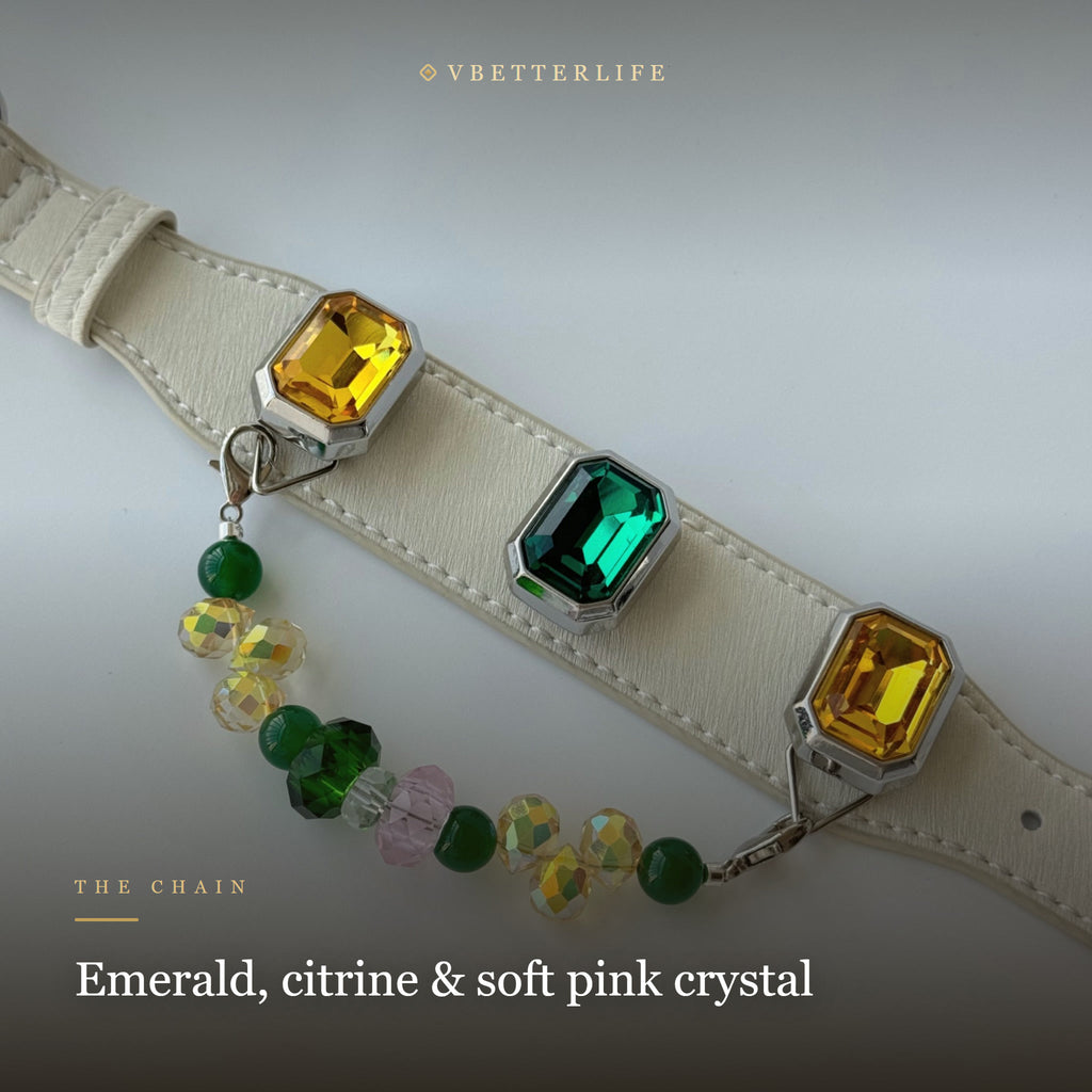 Grand Duchess Emerald-Cut Crystal Dog Collar - Emerald & Citrine