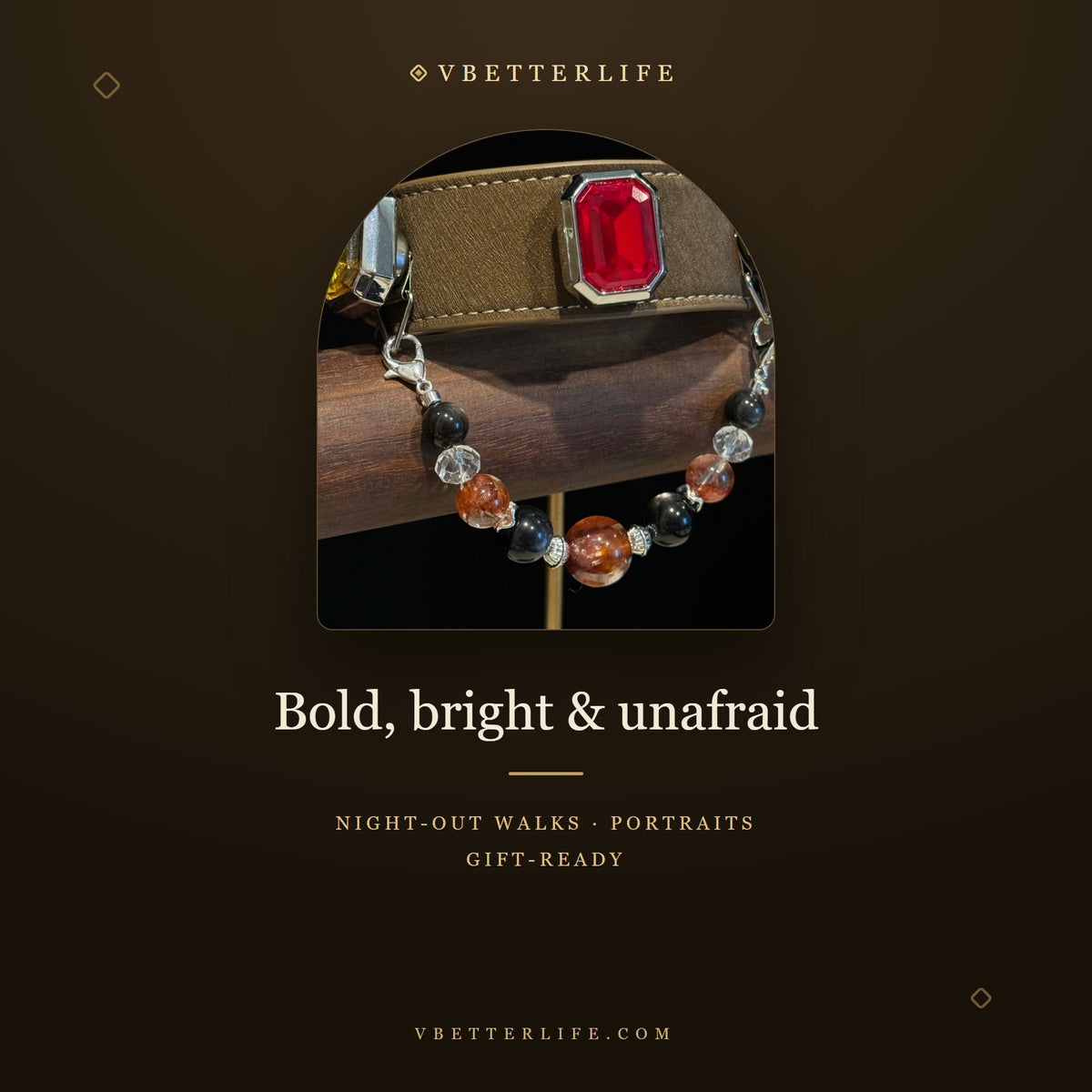 Grand Duchess Emerald-Cut Crystal Dog Collar - Ruby Citrine Onyx