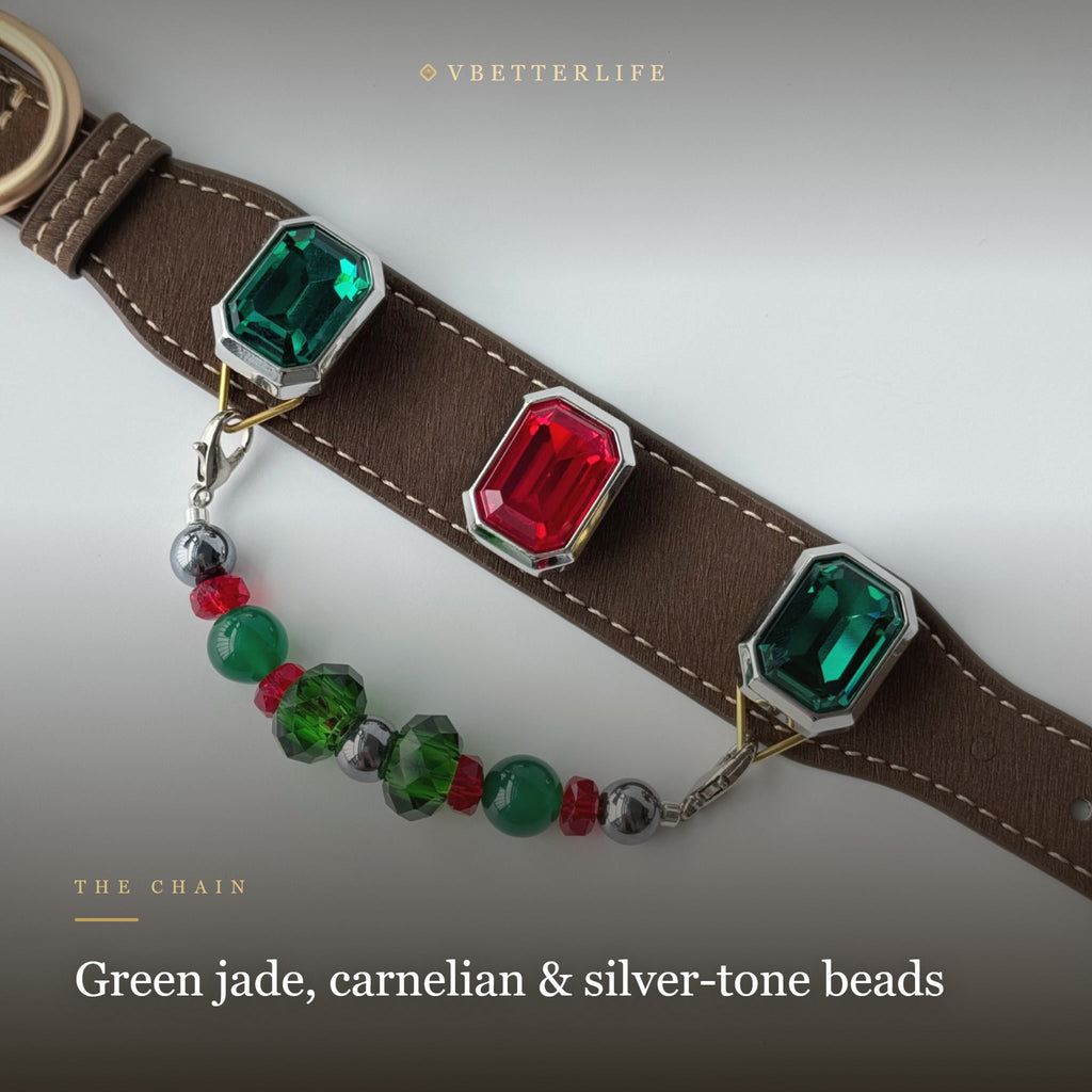Grand Duchess Emerald-Cut Crystal Dog Collar - Ruby & Emerald