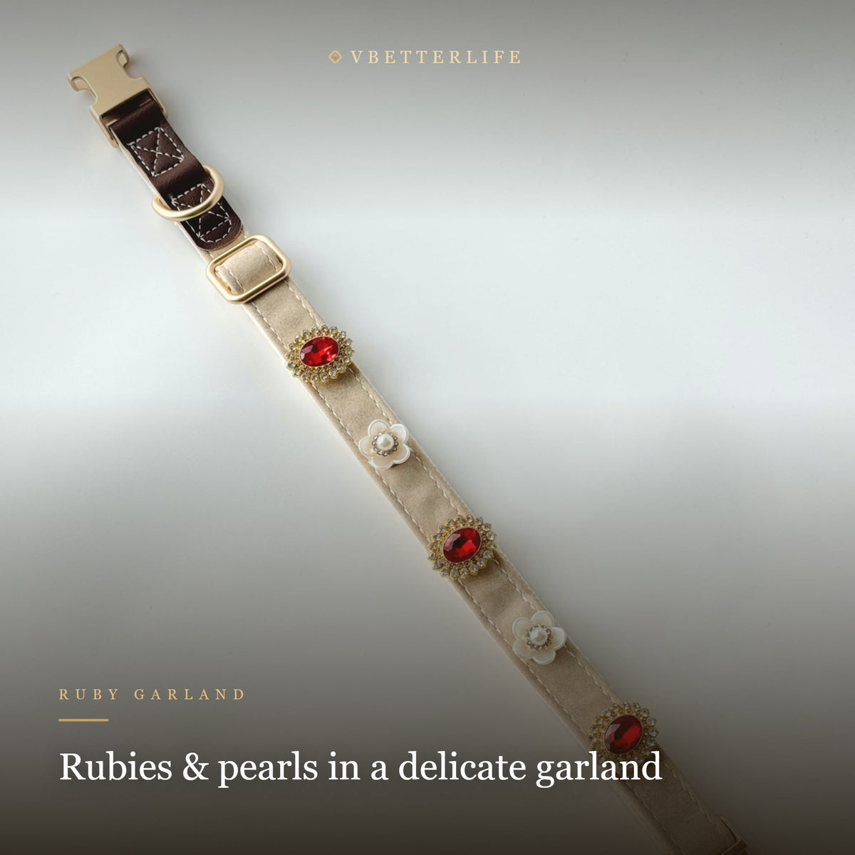 Velvet Royale Ruby Gold Quick-Release Dog Collar