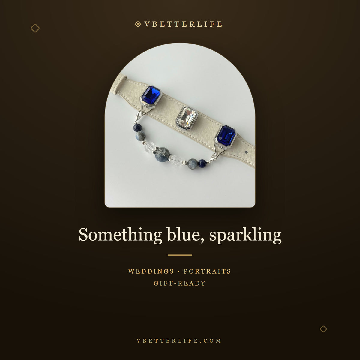 Grand Duchess Emerald-Cut Crystal Dog Collar - Sapphire & Crystal