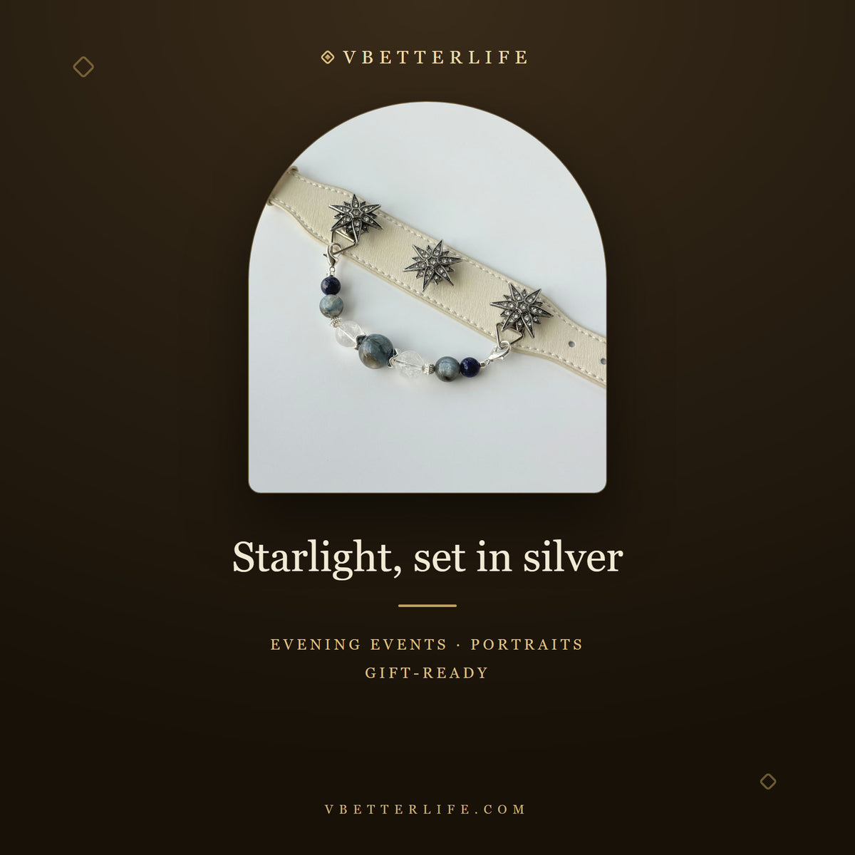 Stella Polaris Starburst Crystal Dog Collar - Sapphire Night Mix