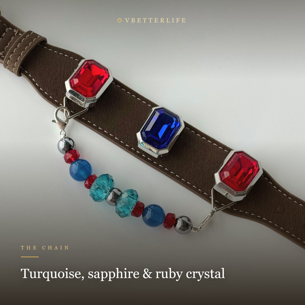 Grand Duchess Emerald-Cut Crystal Dog Collar - Sapphire Ruby Brown