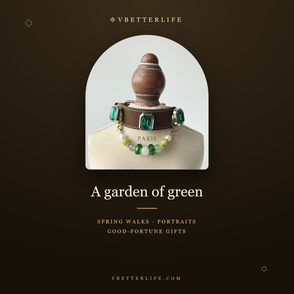 Emerald Garden Green Aventurine Crystal Dog Collar