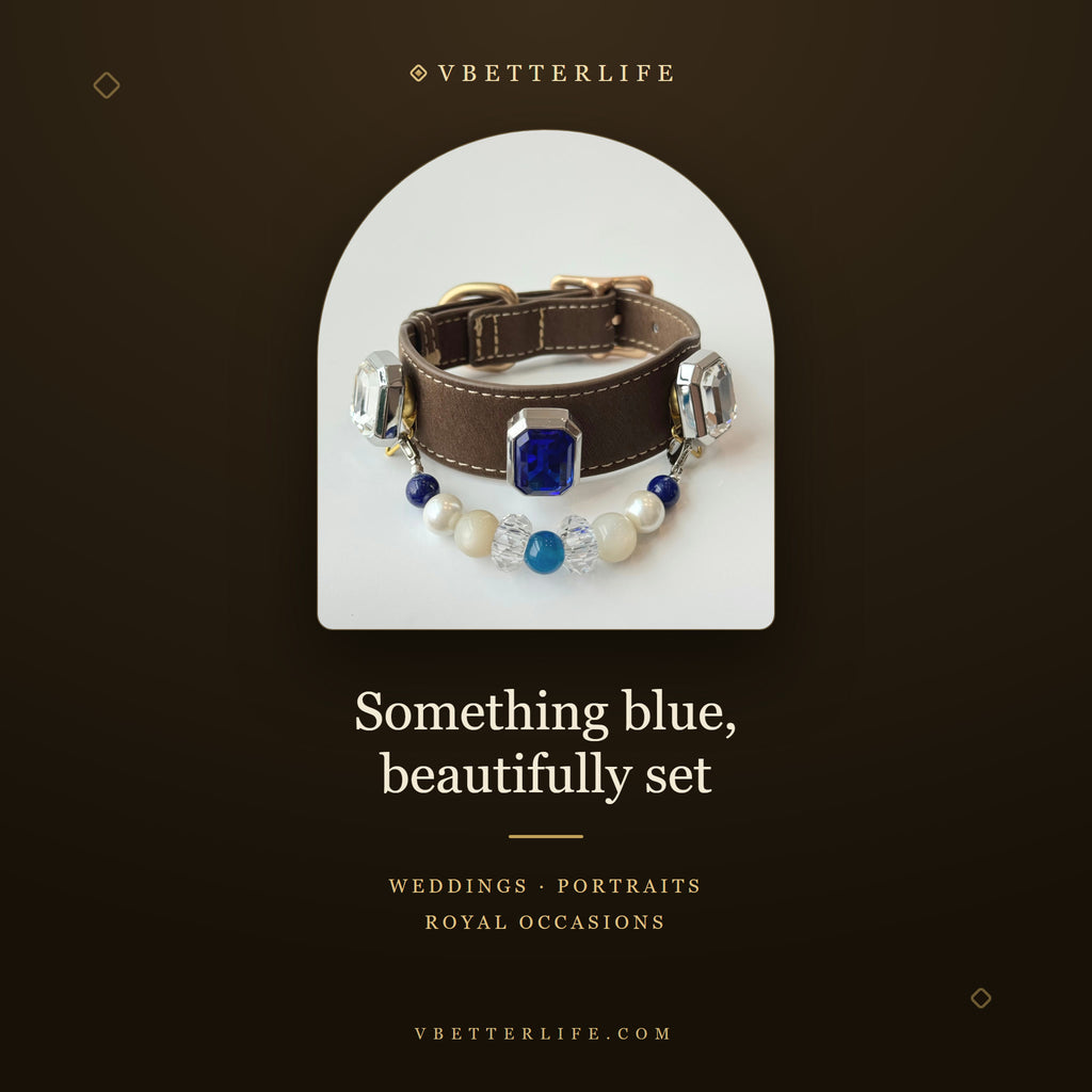 Sapphire Royale Emerald-Cut Crystal Dog Collar
