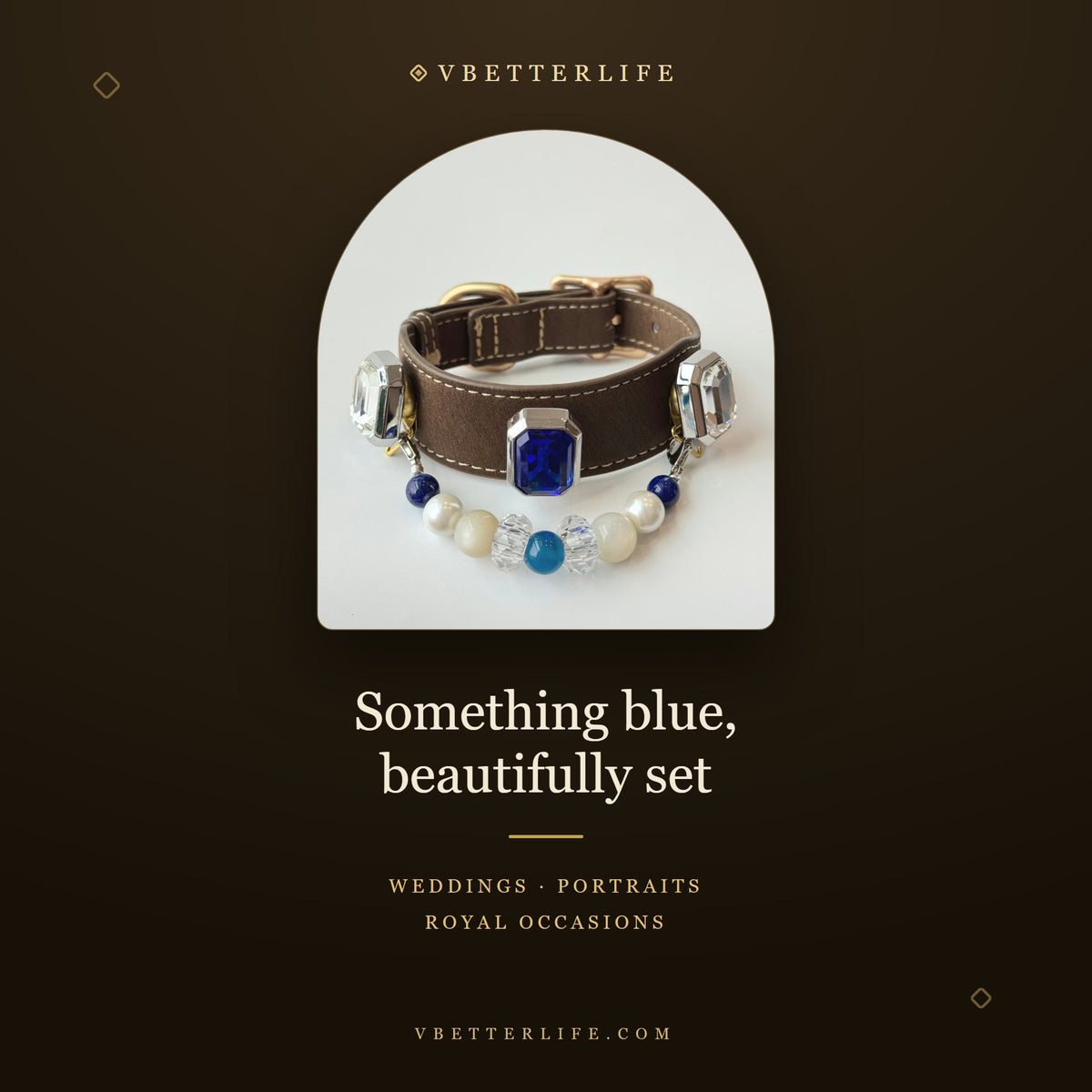 Sapphire Royale Emerald-Cut Crystal Dog Collar