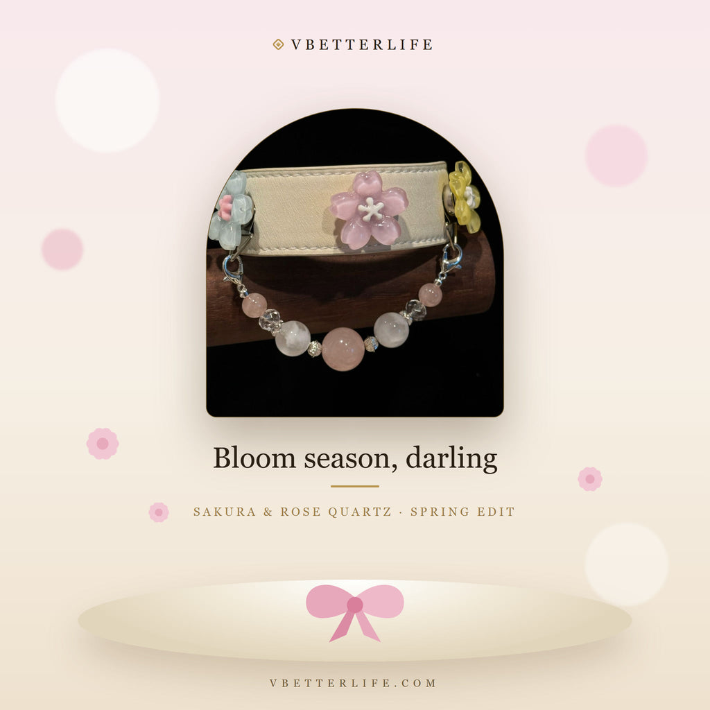 Pastel Bloom Rose Quartz Flower Dog Collar