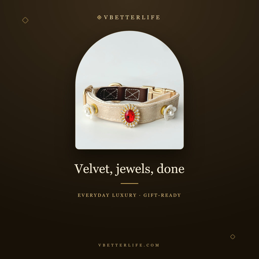 Velvet Royale Ruby Gold Quick-Release Dog Collar