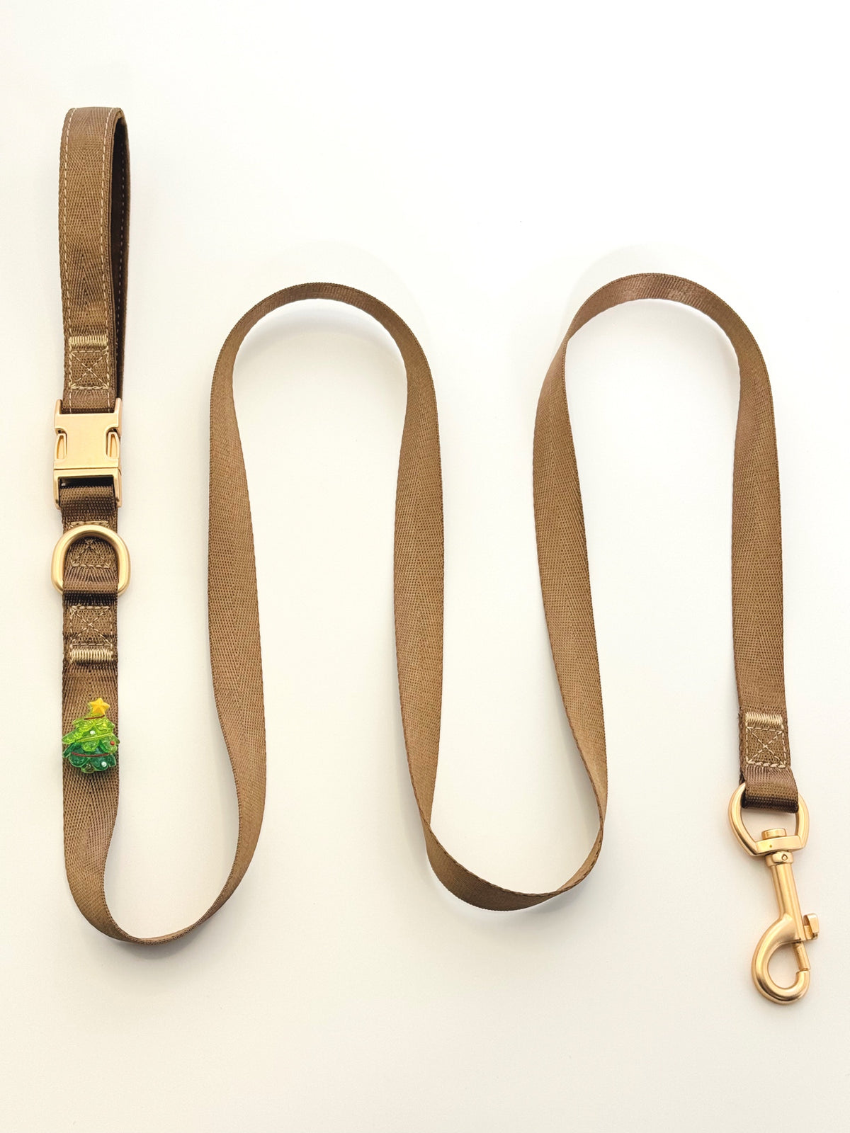 Red Green Plaid Christmas Dog Collar and Leash Set for Small Dogs, Gold Bell Charm