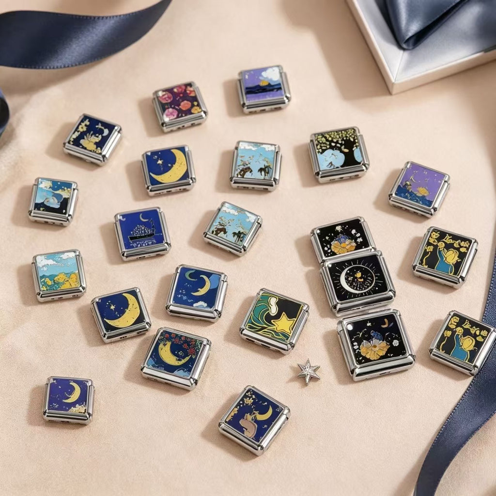 Custom Ocean & Moon Italian Charm Bracelet | Y2K Stainless Steel Charms