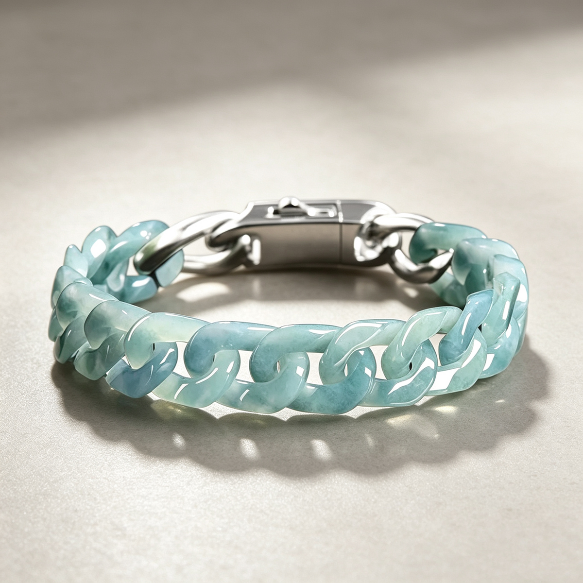 Cuban Link Jadeite Bracelet for Men & Women | Engraved Gift