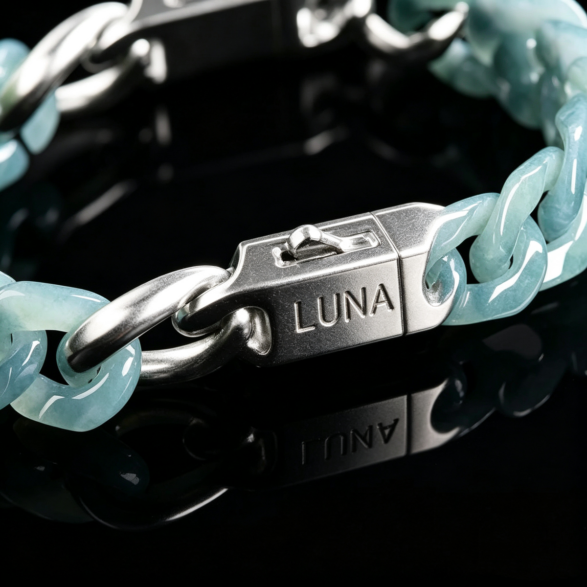 Cuban Link Jadeite Bracelet for Men & Women | Engraved Gift