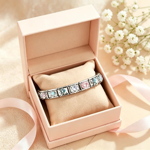 Custom Ocean Italian Charm Bracelet | Luxury Rhinestone Link Jewelry