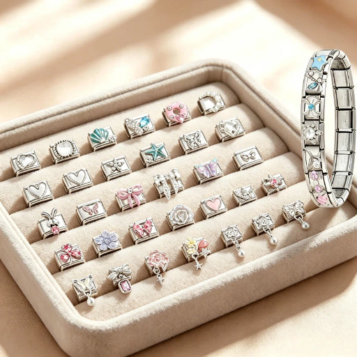 Custom Ocean Italian Charm Bracelet | Luxury Rhinestone Link Jewelry