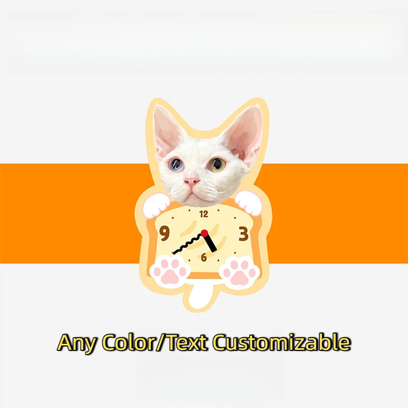 Custom Cat Portrait Wall Clock | Personalized Pet Photo Clock | Hilarious Home Decor for Cat Lovers | Unique Birthday & Housewarming Gift