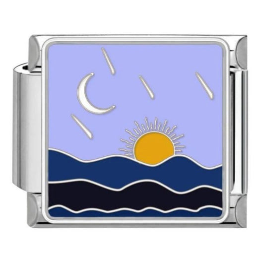 Custom Ocean & Moon Italian Charm Bracelet | Y2K Stainless Steel Charms