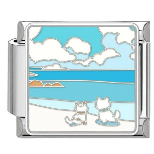 Custom Ocean & Moon Italian Charm Bracelet | Y2K Stainless Steel Charms