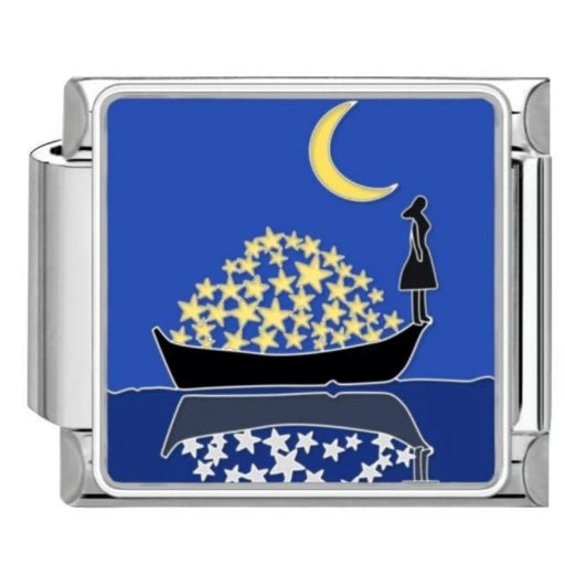 Custom Ocean & Moon Italian Charm Bracelet | Y2K Stainless Steel Charms