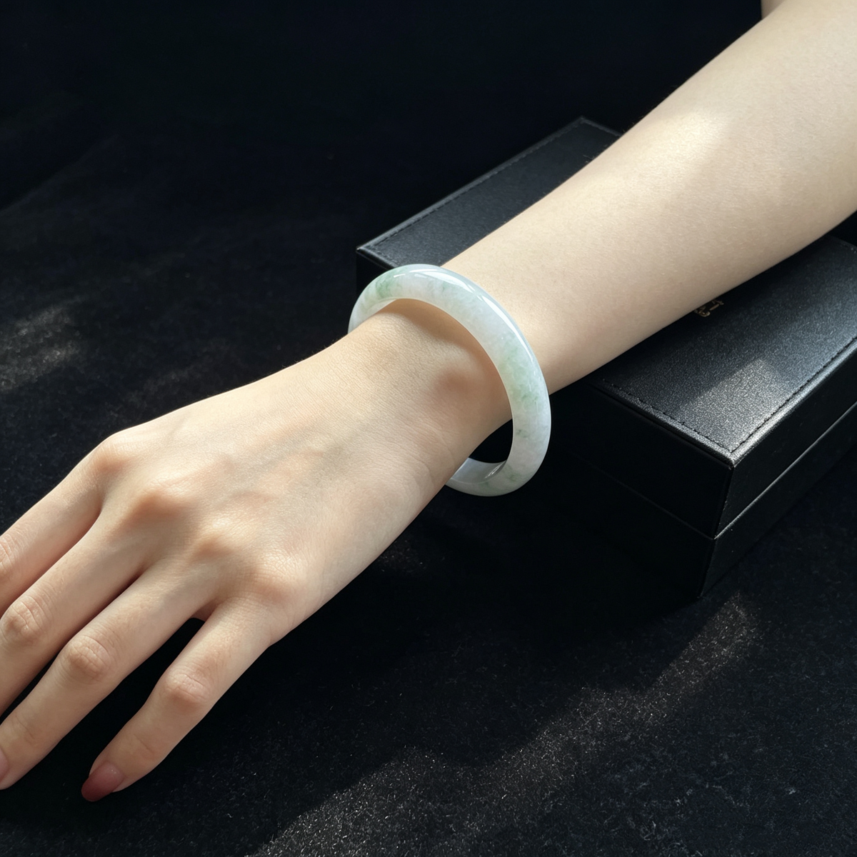 Floating Flower Jadeite Bangle 52.8mm | Icy Moss Type A